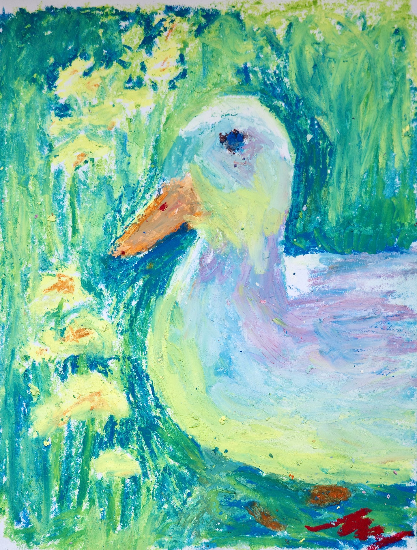 Duck with flowers