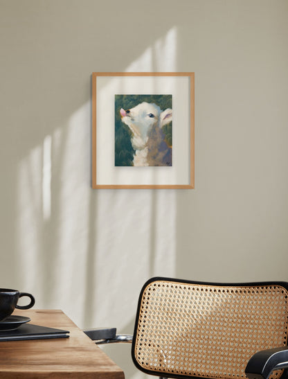 Lamb with tongue out print