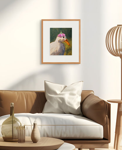 Duck with flower hat print
