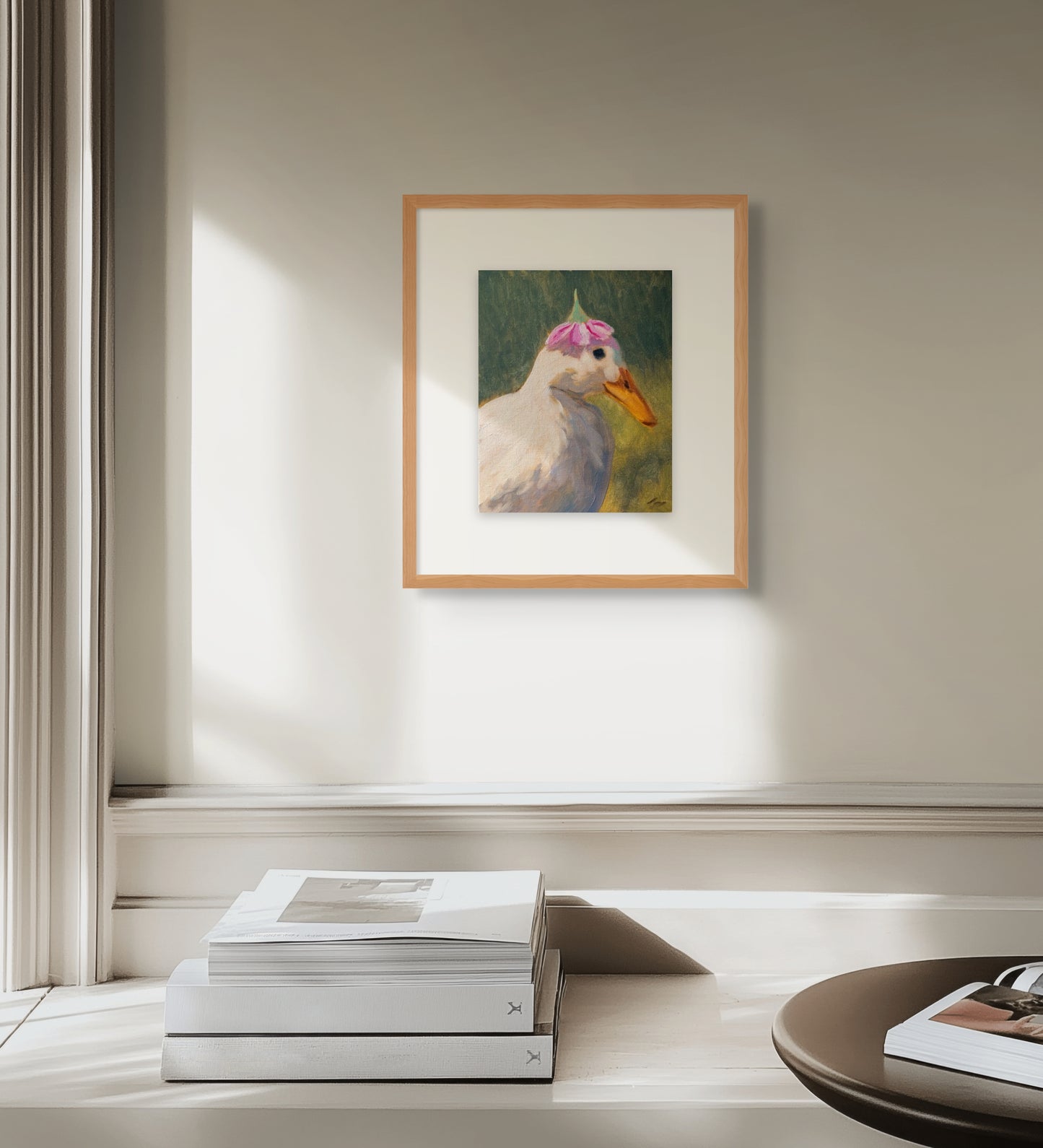 Duck with flower hat print
