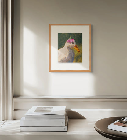 Duck with flower hat print
